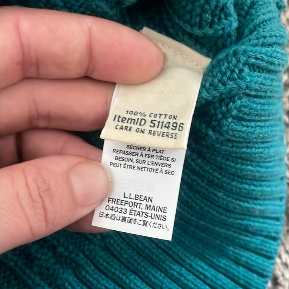 L.L. Bean Thick Heavy Turquoise Cable Knit Cardigan - Picture 8 of 9
